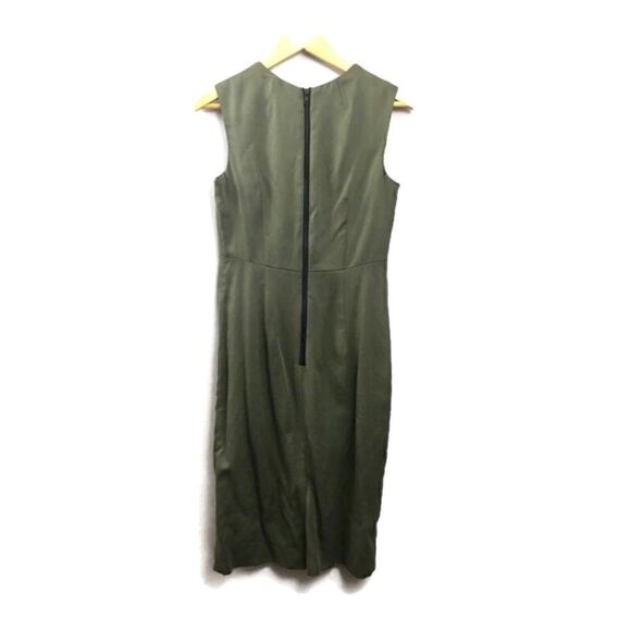Milly Seamed Shift Dress in Olive Green - Picture 7 of 14